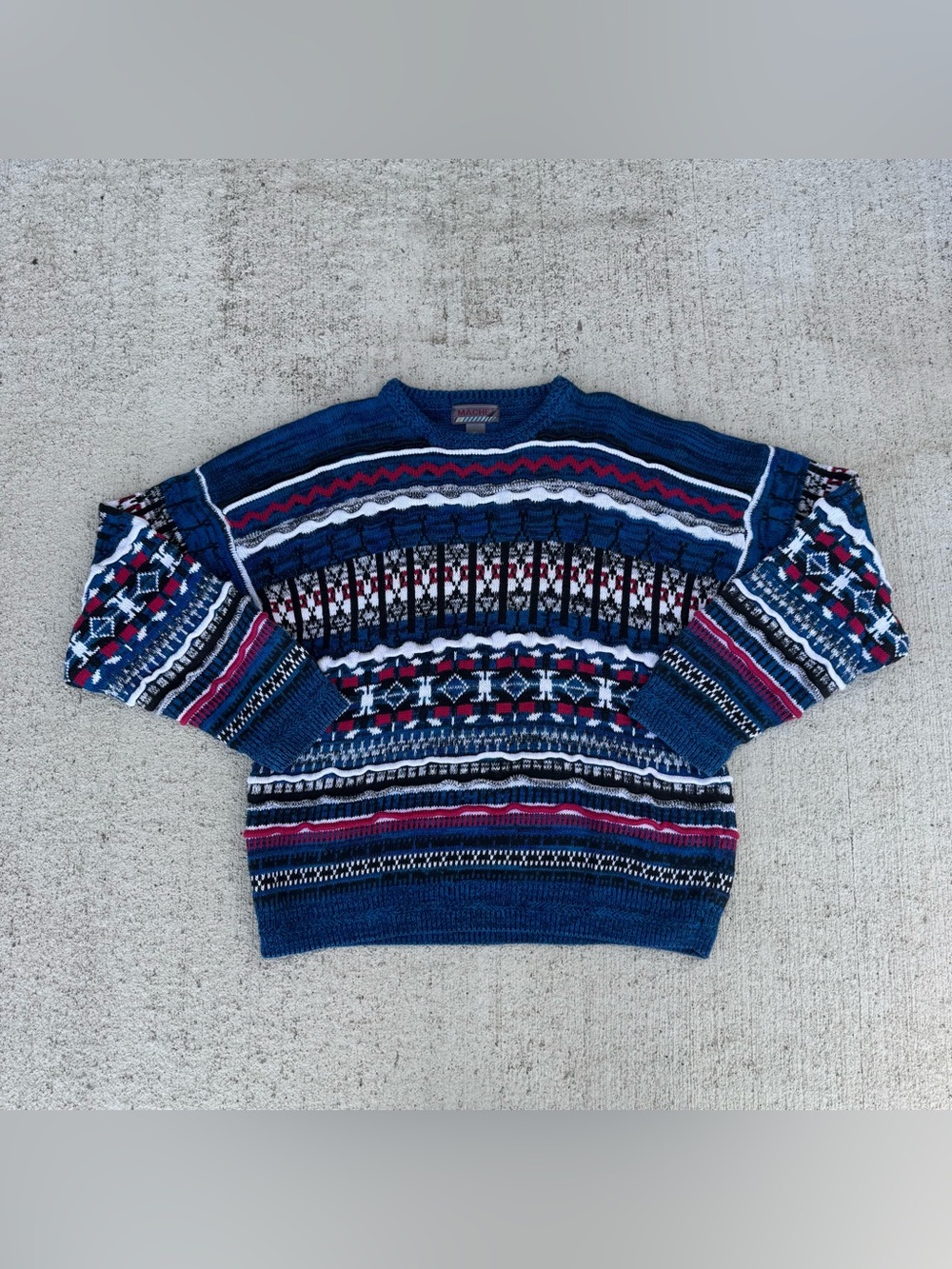 Vintage Mache Sweater Oversized Knit Men's XL Geometric Print